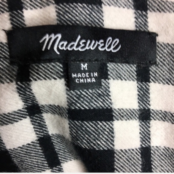 Madewell B&W Ex-Boyfriend Side Buttons Flannel Top - Picture 7 of 7